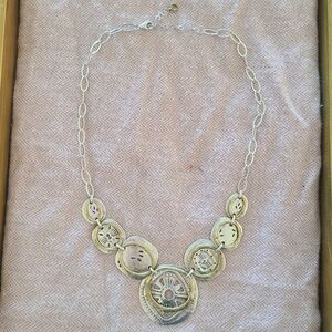 Silpada N2861 Boho Bib necklace sterling silver and brass